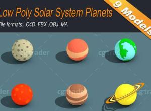 星球低多边形3D模型 Cgtrader – Low Poly Solar System Planets Isometric Low-poly 3D model