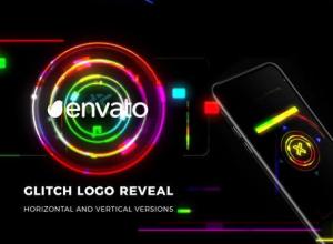 AE模板-彩色毛刺标志信号损坏Logo动画 Glitch Logo Reveal