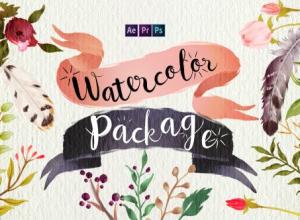 AE模板-手写水彩字母表独特绘画元素Handwriting Watercolor Package