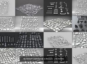 科幻风格硬面零部件3D模型 All Kitbash Collection UV’ed FBX only