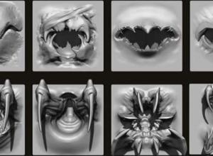 异形生物嘴巴ZBrush笔刷模型 FlippedNormals – MOUTHS – 40 ZBrush VDMs + 5 bonus variations