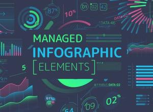 AE模板-数据可视化彩色信息数据图表柱状图饼状图动画元素