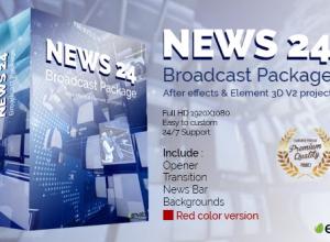 AE模板-24小时新闻频道电视栏目包装片头 News 24 Broadcast Package