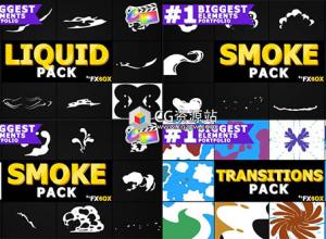 FCPX插件-40个创意设计二维手绘卡通液体元素视频转场预设