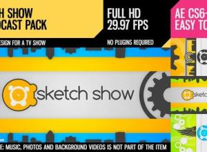 AE模板-卡通漫画齿轮转动儿童表演栏目包装片头 Sketch Show