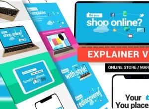 AE模板-解释视频在线商店网络购物扁平化介绍MG动画片头 Explainer Video Online Store