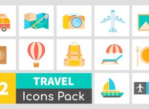 AE模板-扁平化旅行图标ICON动画 Animated Travel Icons Pack
