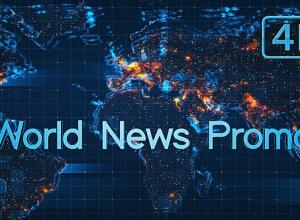 AE模板-科技感地图背景4k广播设计图片介绍片头 World News Promo