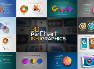 AE模板-三维数据年度业务图表柱状图饼状图动画3D Pie Chart Infographics