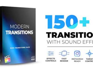 FCPX插件-150个4K现代动感视频转场预设+35个转场音效
