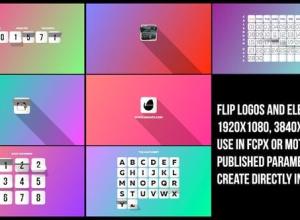 FCPX插件-扁平化翻转文字Logo日历时间动画 Flip Logos Elements