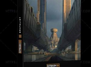 现代城市建筑纪念碑塔楼三维模型Kitbash3D Brutalist