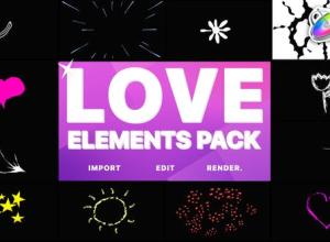 FCPX插件16种卡通可爱情人节婚礼手绘元素MG动画Love Elements | Final Cut