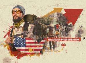 AE模板-旅行者介绍水墨遮罩照片开场 Traveler Presentation