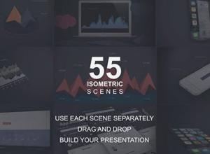 AE模板-55个三维等距信息数据场景动画 55 Isometric Scenes Pack Infographics Mock-ups
