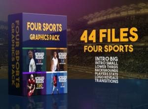 AE模板-篮球足球网球体育图形包包装片头Four Sports Graphics Pack