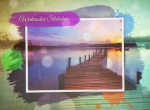 AE模板-水墨幻灯片水彩画风格手绘笔触晕开图片相册开场Watercolor Slideshow