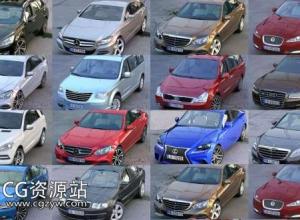 现代汽车小轿车奥迪宝马奔驰别克3D模型C4D/OBJ/FBX/MAX/3DS格式