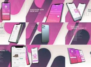 AE模板-iPhone11手机APP动画宣传片头Fast App Promo Phone 11