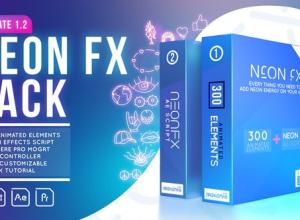 AE模板-300个发光涂鸦元素爆炸气泡闪电烟雾线条MG动画