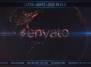 AE模板-地球夜景灯火logo动画Earth Lights Logo Reveal