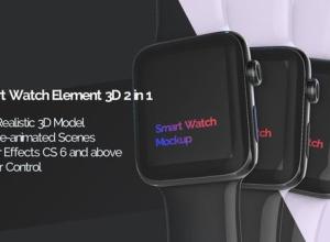AE模板-E3D苹果智能手表APP展示动画 Smart Watch 3D Model Mockup – App Promo