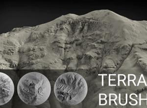 100组自然山地地形笔刷ZBrush预设