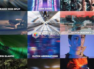 FCPX转场插件-700+分裂平移缩放旋转分割旋转透视漏光视频转场预设