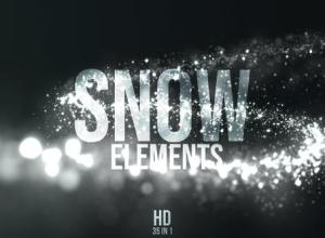 35个闪光魔法粒子背景冬季雪花散景转场视频素材