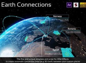 AE模板-三维地球路线连线动画3D Earth Connections