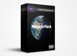 AE模板-7种逼真太阳系地球月球火星星球模型包