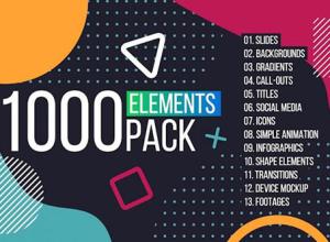 PR模板-1000种文字标题信息图表转场背景图标图形社交媒体元素预设工具包