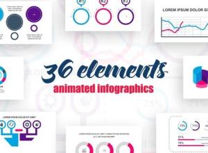 AE模板-36种图表元素分析图表流程图路线图统计工作流动画