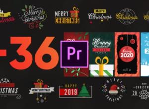 PR预设-36个背景图标标题徽章圣诞元素包Christmas Elements Pack-MOGRT