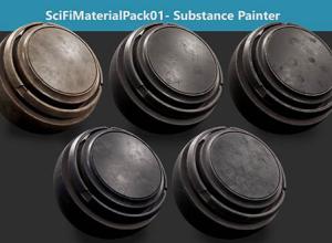 Substance Painter钢铁科幻材质预设Sci-Fi Material Pack 01