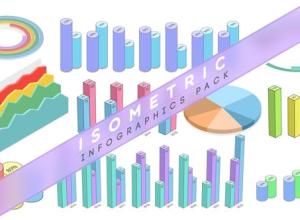 AE模板-三维等距信息数据柱状图动画图表包