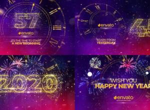 AE模板-2020年新年时钟倒计时炫酷粒子片头New Year Countdown 2020