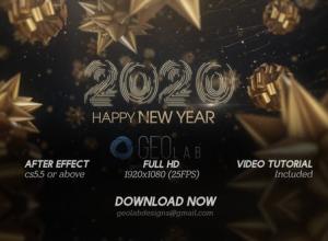 AE模板-烟花闪光庆祝新年开场片头 New Year 2020