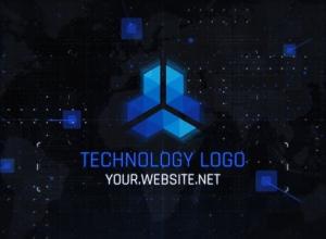 AE模板-科技感黑暗数据数字连接Logo动画 Technology Logo
