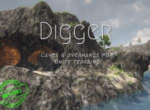 Unity地形工具创建自然洞穴悬垂物 Digger - Terrain Caves Overhangs - 2.6