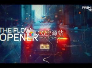 PR模板-科技感线条视差幻灯片开车片头 Digital Flow Modern Opener