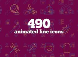 AE模板-490个线条图标ICON动画490 Animated Line Icons