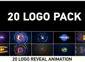 AE模板-20个闪光信号损坏霓虹灯logo动画包