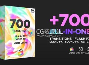 FCPX插件-700+滚动扭曲玻璃漏光缩放旋转平移视频无缝转场预设