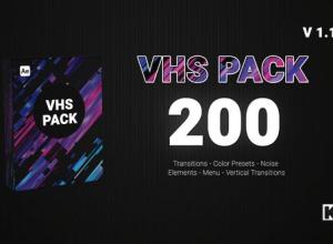AE模板-200组VHS复古视频特效转场预设元素动画