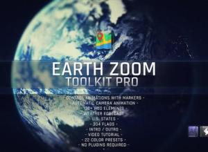 AE模板-地球俯冲定位地图位置标记放大介绍工具包含脚本