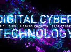 AE模板-科幻朋克动态数字网络技术logo动画开场8种颜色预设