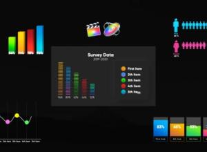 FCPX插件-5组智能信息图表图柱状图图形元素动画