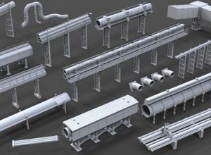 40组工业机组工程管道部件3D模型