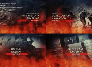 AE模板-火焰历史回忆视差图片时间线记录片头